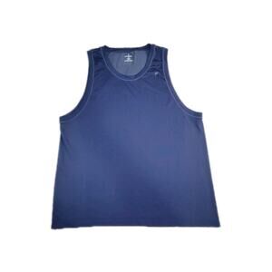 Fabletics Mens Tank Top Shirt Sz XXL Blue Logo Sleeveless Nylon Blend Activewear